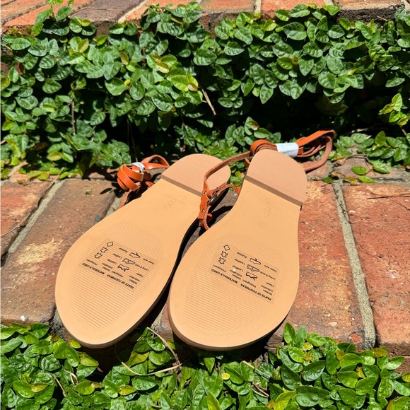 New🌟Anthropologie Pilcro Harness Tie Up Sandals Gladiator Leather Honey Brown - Picture 9 of 11